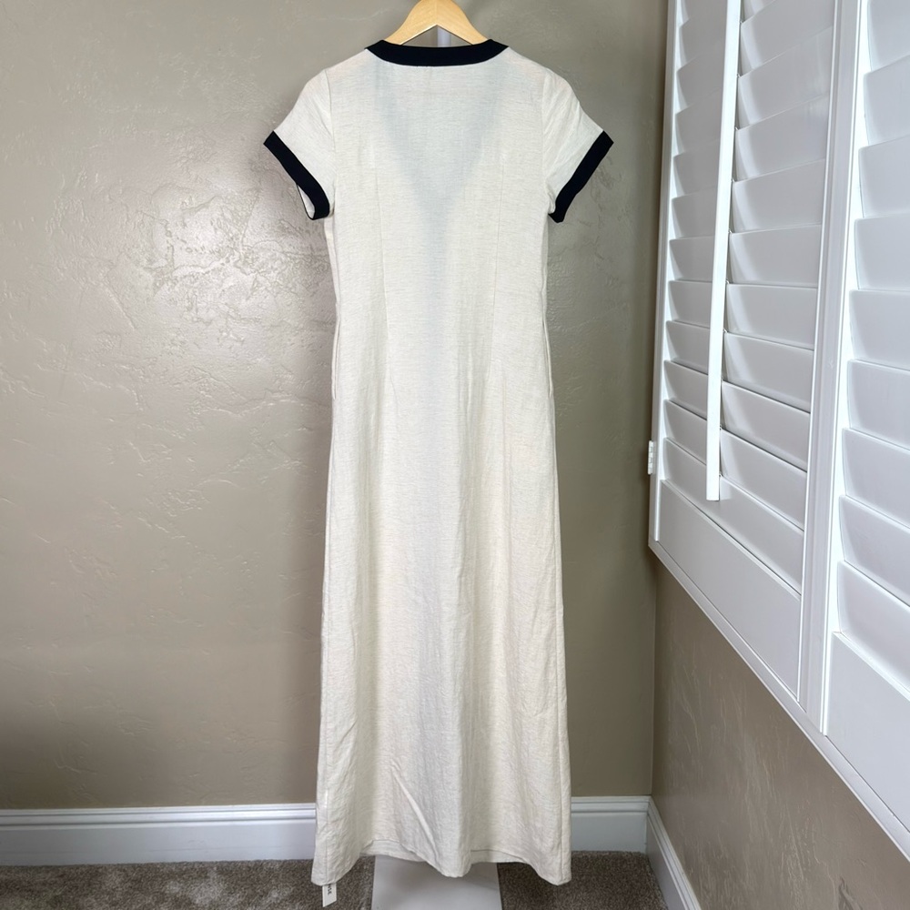 Commense Apricot Black Contrast Trim Button Front Maxi Dress XS NWT Beige - Picture 7 of 11